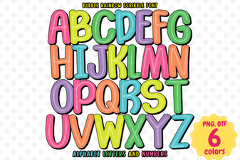 Bubble Rainbow Scribble Font - Fun Colorful Handwritten Style Letters